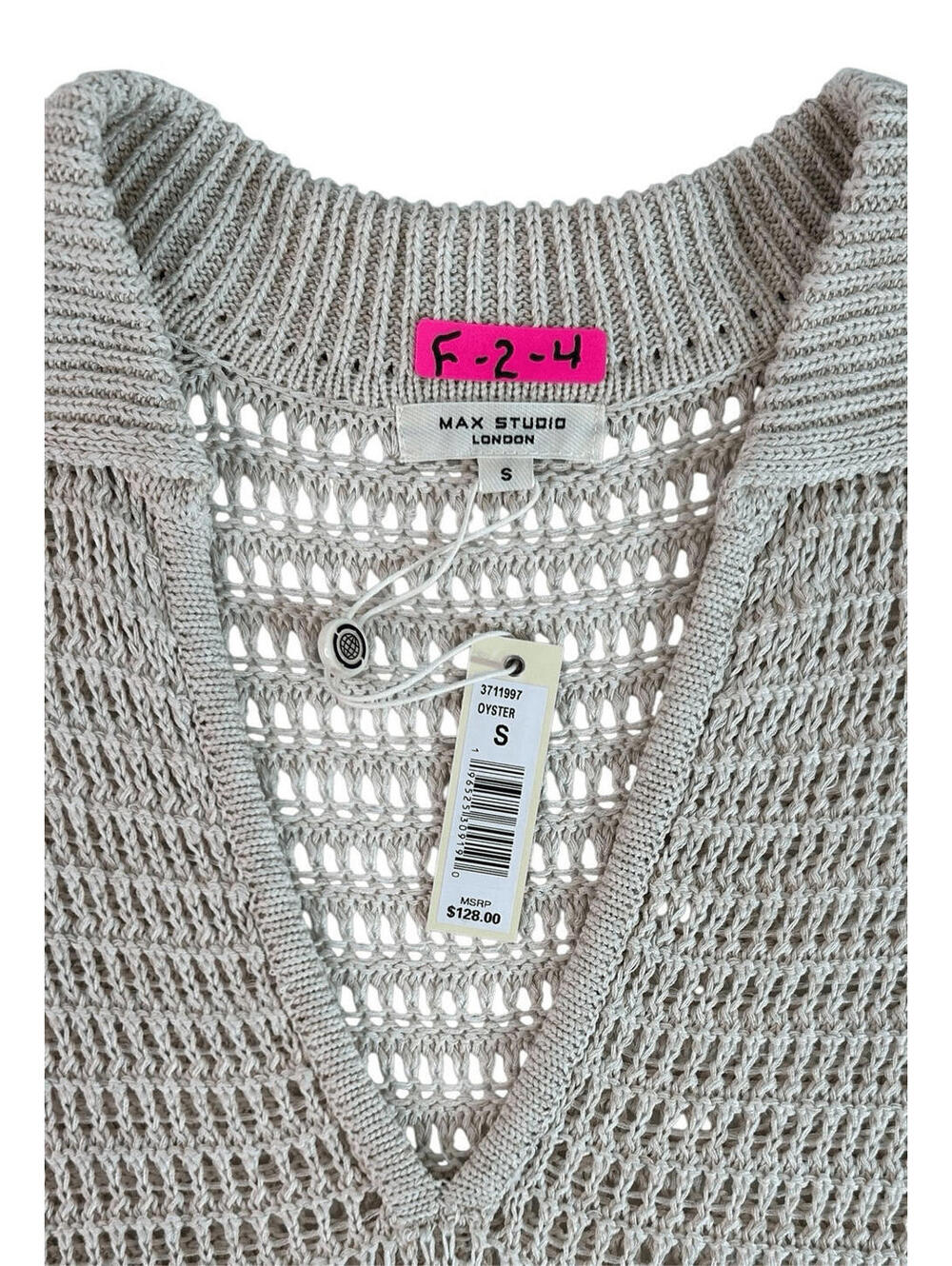 Max Studio London Open Knit Collared V-Neck Size Small - Picture 11 of 11